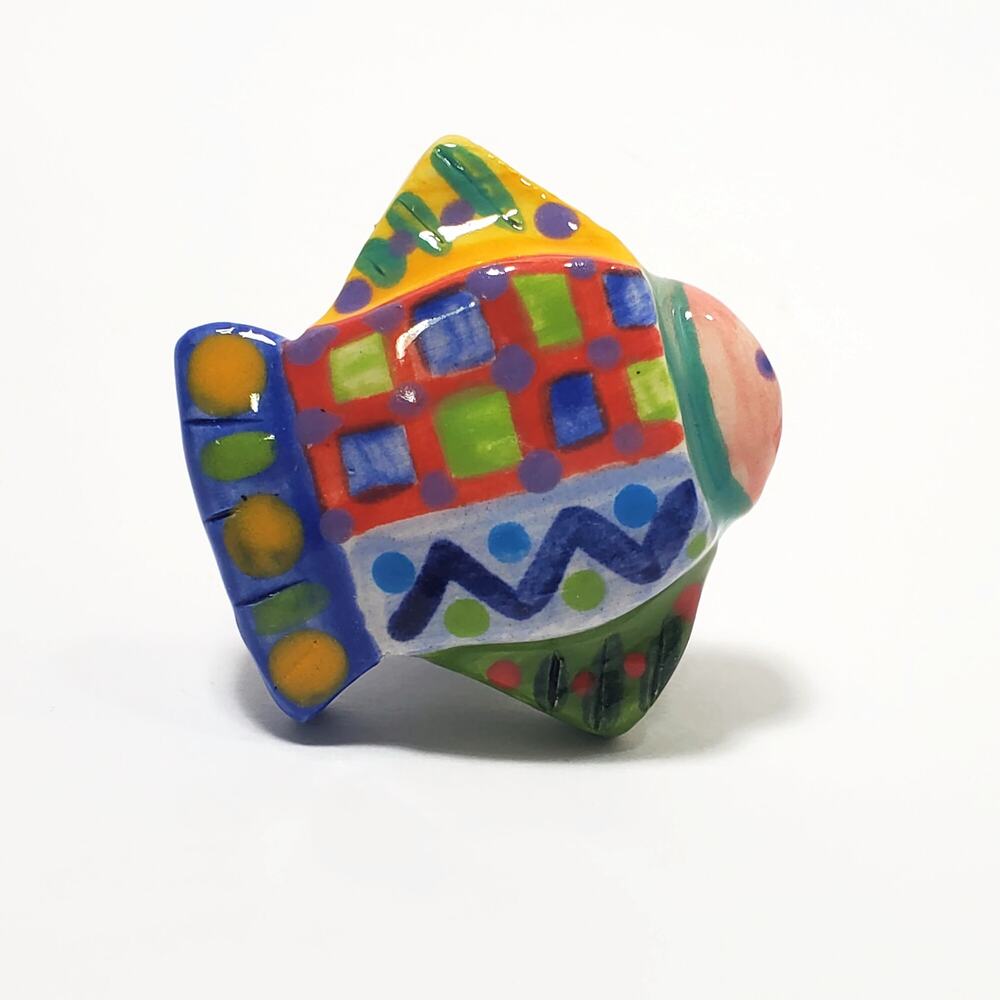Peach Blossom Studio by Sheila McKenna Ceramic Fish Drawer Knob Pull Small Chip